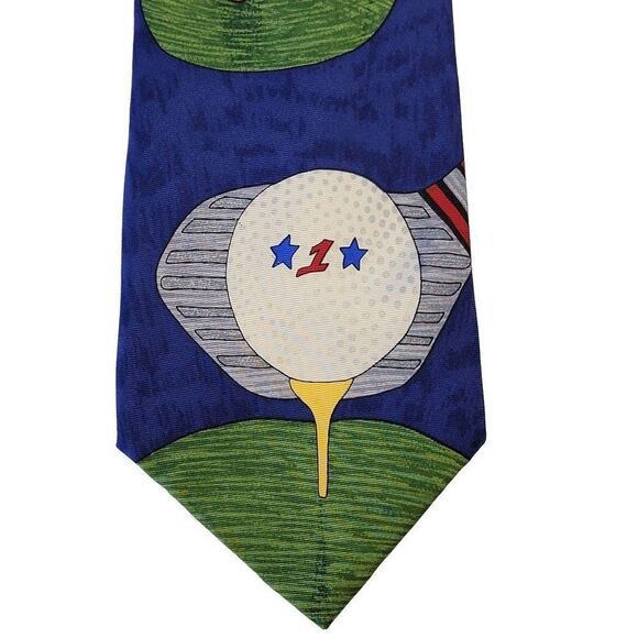 Save The Children Mens Golf Silk Necktie #1 "A Country Drive" by Adrian 58" x 4" - Picture 2 of 6